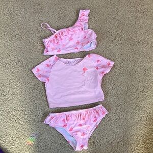 3 piece flamingo swimsuit size 6